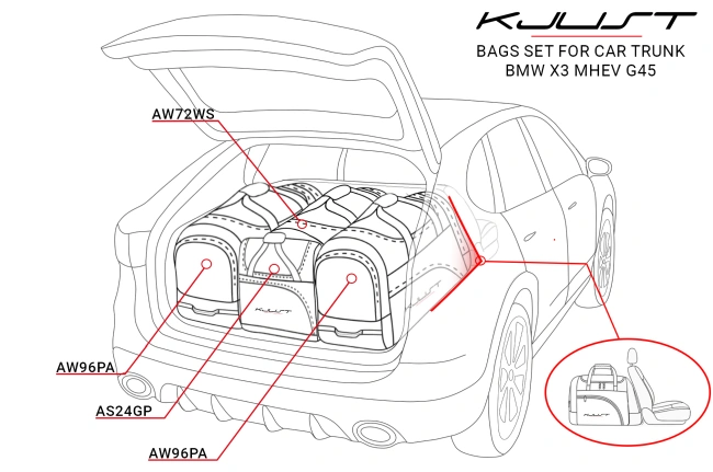 BMW X3 MHEV 2024+ CAR BAGS SET 4 PCS